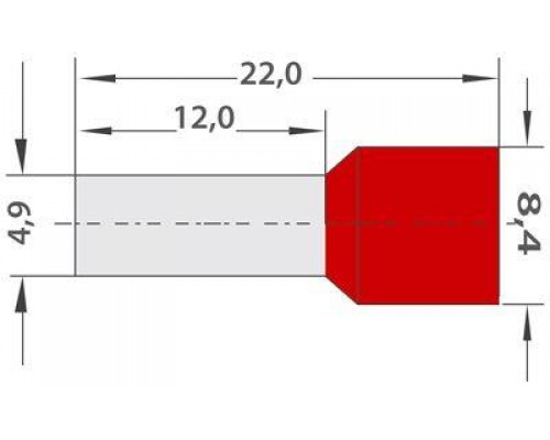 Наконечник штыревой втулочный изолир. (НШВИ F-12мм) 10кв.мм (СЕ100012red) красн. REXANT 08-0831