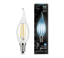 Лампа светодиодная филаментная Filament 9Вт свеча на ветру 4100К нейтр. бел. E14 710лм GAUSS 104801209