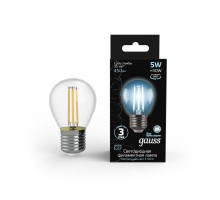 Лампа светодиодная филаментная Black Filament 5Вт P45 шар 4100К нейтр. бел. E27 450лм GAUSS 105802205