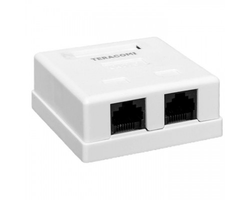 Розетка настенная TERACOM PRO кат.6 неэкранированная 2 порта RJ-45 Dual IDC бел. EKF TRP-WBOX-2RJ45-6UTP-WH