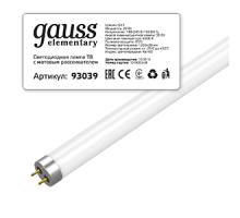 Лампа светодиодная Elementary 20Вт T8 6500К холод. бел. G13 1600лм 1200мм стекло GAUSS 93039