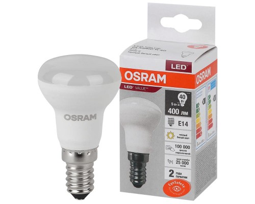 Лампа светодиодная LED Value LVR40 5SW/830 грибовидная матовая E14 230В 10х1 RU OSRAM 4058075582514