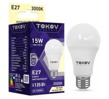 Лампа светодиодная 15Вт А60 3000К Е27 176-264В TOKOV ELECTRIC TKE-A60-E27-15-3K