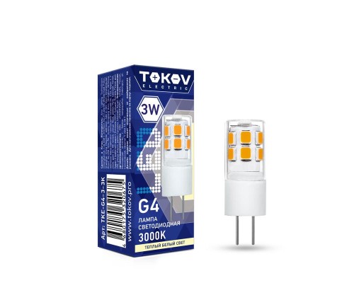 Лампа светодиодная 3Вт Capsule 3000К G4 220-240В TOKOV ELECTRIC TKE-G4-3-3K