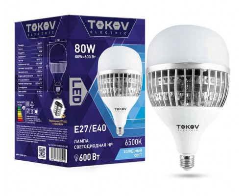 Лампа светодиодная 80Вт HP 6500К Е40/Е27 176-264В TOKOV ELECTRIC TKE-HP-E40/E27-80-6.5K