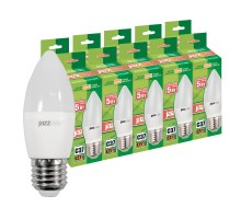 Лампа светодиодная PLED-ECO 5Вт C37 свеча 3000К тепл. бел. E27 400лм 230В 50Гц (уп.10шт) JazzWay 2856586