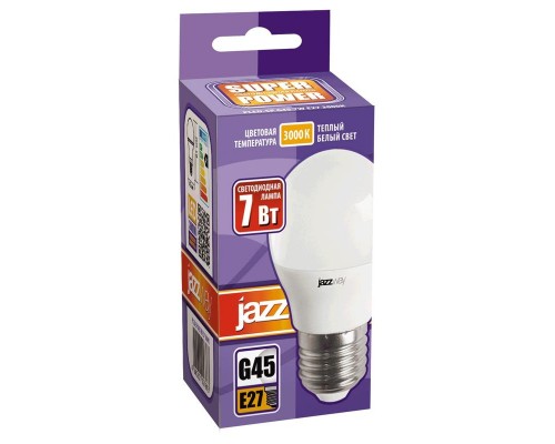 Лампа светодиодная PLED-SP-G45 7Вт шар 3000К тепл. бел. E27 540лм 230В JazzWay 1027863-2