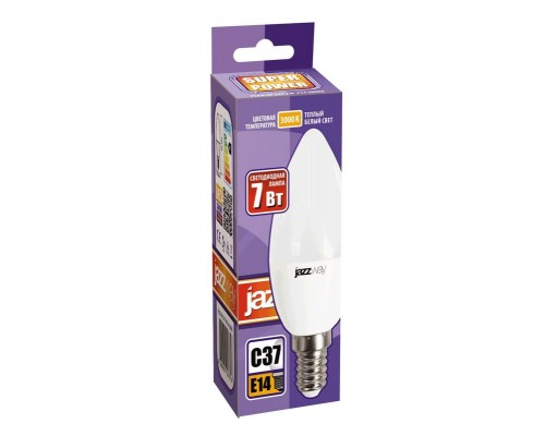 Лампа светодиодная PLED-SP C37 7Вт свеча 3000К тепл. бел. E14 530лм 230В JazzWay 1027818-2