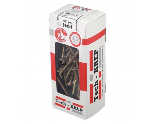 Саморез универсальный 80х5.0мм желт. (уп.100шт) Tech-Krep/Zitar 102266