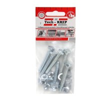 Болт с шестигранной головкой М6х40 DIN 933 + гайка + шайба оцинк. (уп.6шт) Tech-Krep/Zitar 112719