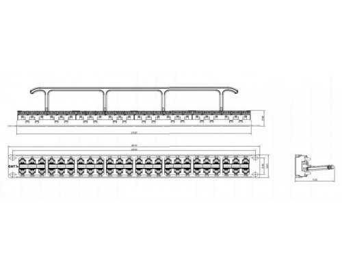 Патч-панель 19дюйм 1U RJ45 кат.5e 48 портов Dual IDC PPHD-19-48-8P8C-C5e-110D высокой плотности Hyperline 32809