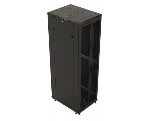 Шкаф напольный TTB-4261-DD-RAL9004 19дюйм 42U 2055х600х1000 перед. и задняя перфор. двери (75проц.) ручка с замком крыша нового типа черн. (RAL 9004) (разобранный) Hyperline 392681