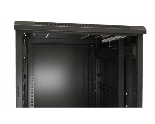 Шкаф напольный TTB-4261-DD-RAL9004 19дюйм 42U 2055х600х1000 перед. и задняя перфор. двери (75проц.) ручка с замком крыша нового типа черн. (RAL 9004) (разобранный) Hyperline 392681