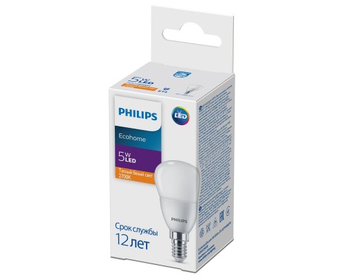 Лампа светодиодная Ecohome LED Lustre 5Вт 500лм E14 827 P46 Philips 929002969637
