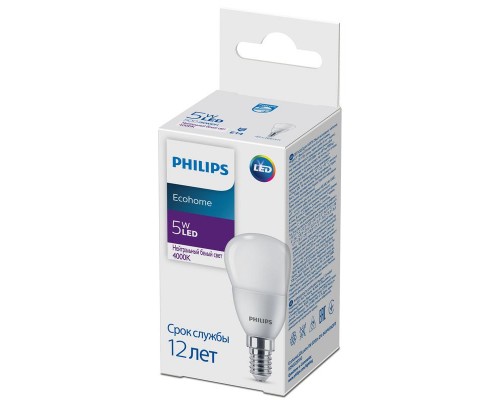 Лампа светодиодная Ecohome LED Lustre 5Вт 500лм E14 840 P46 Philips 929002970037