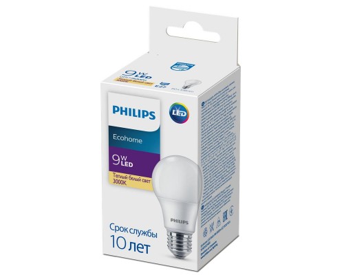 Лампа светодиодная Ecohome LED Bulb 9W 680lm E27 830 Philips 929002298917