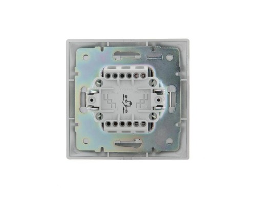 Выключатель 1-кл. СП Mira 10А IP20 с подсветкой со вставкой сер. метал. LEZARD 701-1010-111