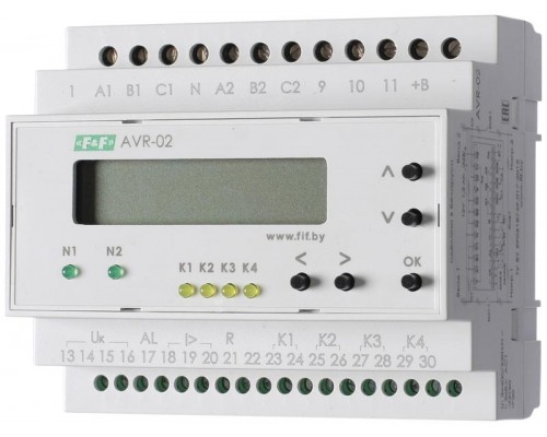 Устройство управления резервным питанием AVR-02 (3х400В+N; 5 перекл. х8А; IP20) F&F EA04.006.004