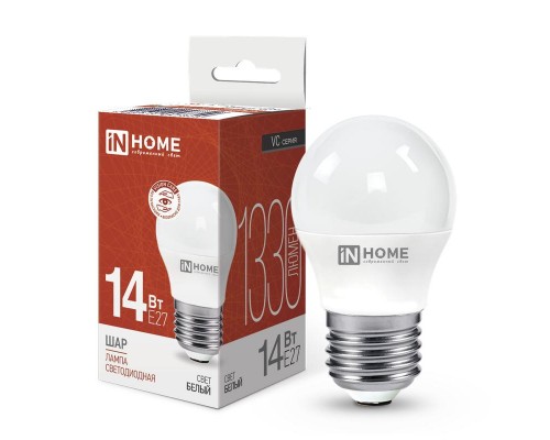 Лампа светодиодная LED-ШАР-VC 14Вт 230В E27 4000К 1330лм IN HOME 4690612047829