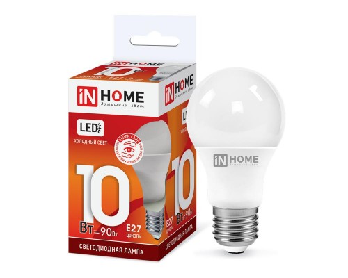 Лампа светодиодная LED-A60-VC 10Вт грушевидная 230В E27 6500К 950лм IN HOME 4690612020228
