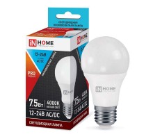 Лампа светодиодная LED-MO-PRO 7.5Вт 12-24В 4000К нейтр. бел. E27 600лм низковольтная IN HOME 4690612031545