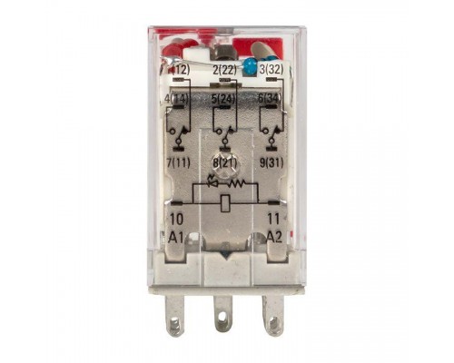 Реле промежуточное RPAt 22/3 10А 230В AC с кнопкой и мех. индикацией AVERES EKF rpat-22-3-230AC
