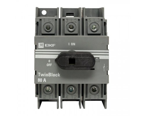 Рубильник 3п 80А с рукояткой управления для прямой установки TwinBlock PROxima EKF tb-80-3p-f