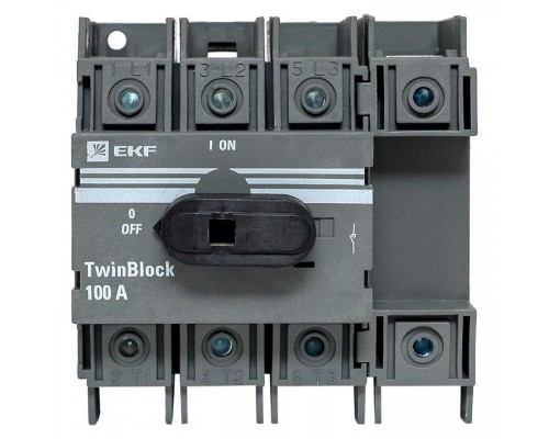 Рубильник 4п 100А с рукояткой управления для прямой установки TwinBlock EKF tb-100-4p-f