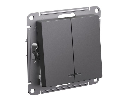 Выключатель 2-кл. AtlasDesign (сх. 5а) 10AX с подсветкой механизм базальт SE ATN001453