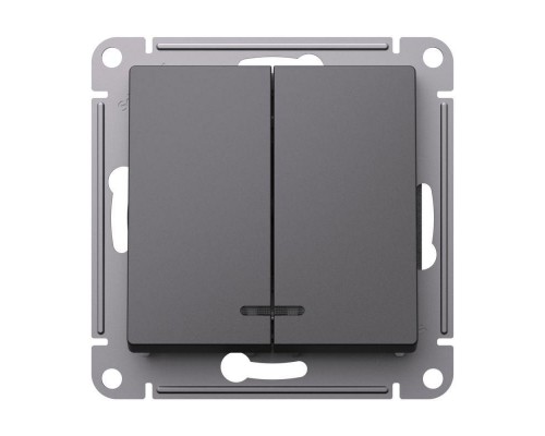 Выключатель 2-кл. AtlasDesign (сх. 5а) 10AX с подсветкой механизм базальт SE ATN001453
