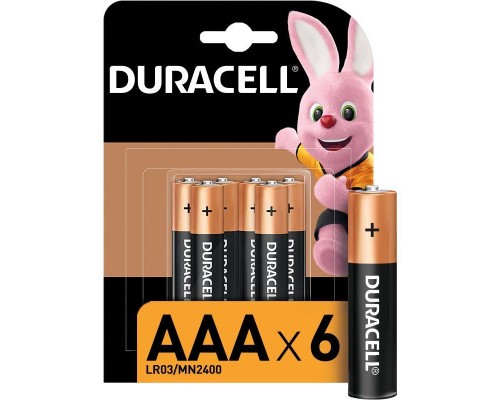 Элемент питания алкалиновый AAA/LR03-6BL Basic (блист.6шт) Duracell Б0014858