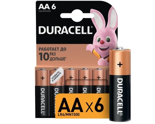 Элемент питания алкалиновый AA/LR6-6BL Basic (блист.6шт) Duracell Б0014859