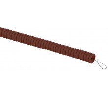 Труба гофрированная ПВХ легкая d16мм с протяжкой дуб (уп.25м) Эра Б0043214