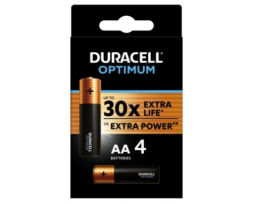 Элемент питания алкалиновый АА 1.5В LR6-4BL Optimum 5014061 (блист.4шт) Duracell Б0056020