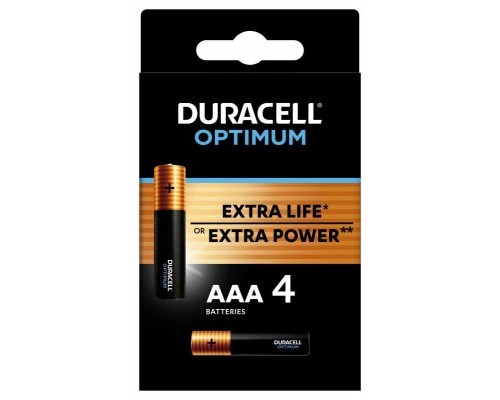 Элемент питания алкалиновый ААА 1.5В LR03-4BL Optimum 5014062 (блист.4шт) Duracell Б0056021