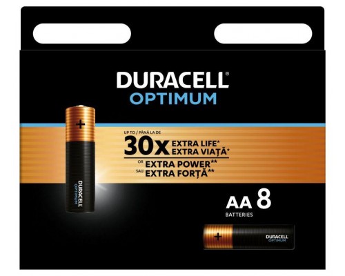 Элемент питания алкалиновый АА 1.5В LR6-8BL Optimum 5014069 (блист.8шт) Duracell Б0056024