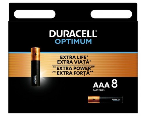 Элемент питания алкалиновый ААА 1.5В LR03-8BL Optimum 5014070 (блист.8шт) Duracell Б0056025