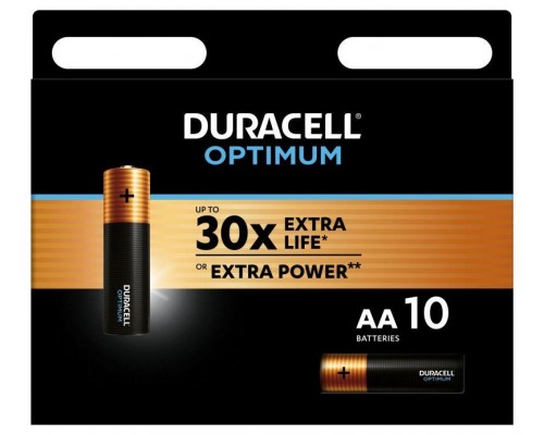 Элемент питания алкалиновый АА 1.5В LR6-10BL Optimum 5014071 (блист.10шт) Duracell Б0056026