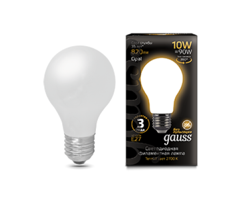 Лампа светодиодная филаментная Filament 10Вт A60 2700К тепл. бел. E27 820лм milky GAUSS 102202110