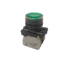 Кнопка КМЕ4122мЛ-24В-зеленый-2но+2нз-цилиндр-индикатор-IP40 КЭАЗ 274302
