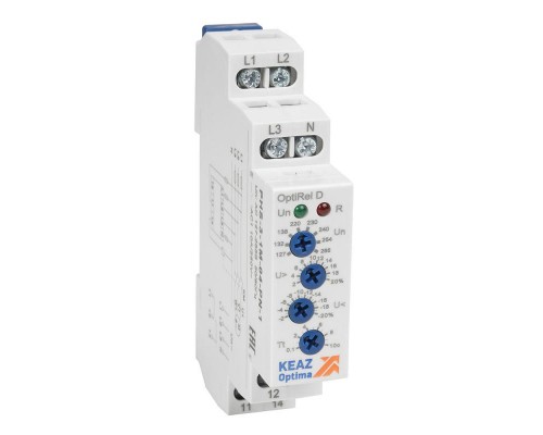Реле контроля фаз OptiRel D PHS-3-1M-04-PP-1 повышенного/пониженного 3Ф 1СО КЭАЗ 331989