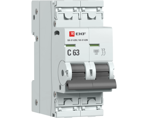 Выключатель автоматический модульный 2п C 63А 6кА ВА 47-63N PROxima EKF M636263C