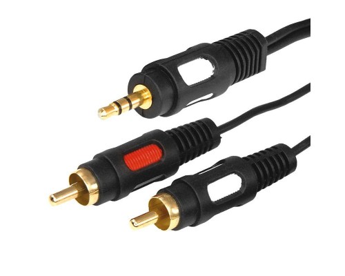 Шнур 3.5 Stereo Plug - 2RCA Plug 5м (GOLD) Rexant 17-4235