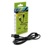 Кабель USB ELX-CDC03-C02 USB-Lightning 3А 1.2м зарядка+передача данных коробка черн. ERGOLUX 15096