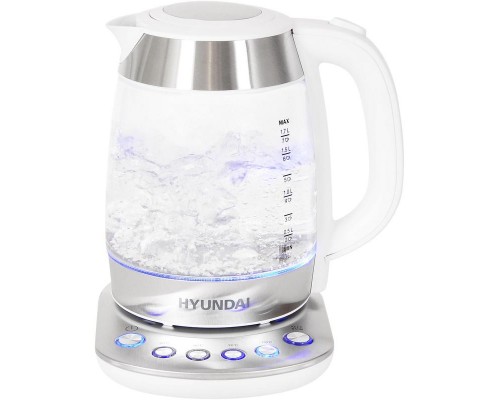 Чайник HYK-G4033 1.7л. 2200Вт (стекло) бел./серебр. HYUNDAI 1430083