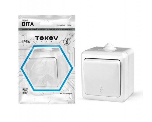 Переключатель 1-кл. ОП Dita IP54 10А 250В бел. TOKOV LIGHT TKL-DT-P1-C01-IP54