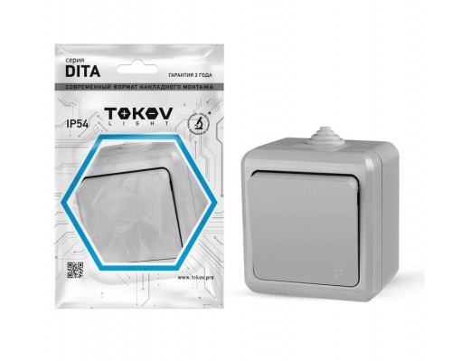 Выключатель 1-кл. ОП Dita IP54 10А 250В сер. TOKOV LIGHT TKL-DT-V1-C06-IP54