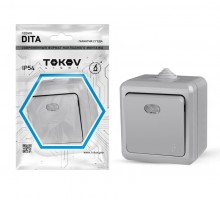 Выключатель 1-кл. ОП Dita IP54 10А 250В с индикацией сер. TOKOV LIGHT TKL-DT-V1I-C06-IP54