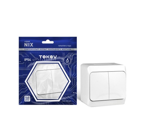 Выключатель 2-кл. ОП Nix 10А IP54 250В бел. TOKOV ELECTRIC TKE-NX-V2-C01-IP54