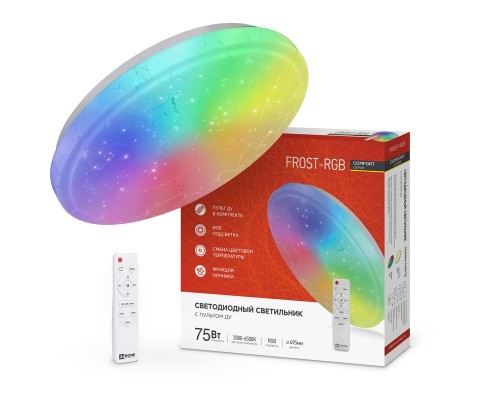 Светильник светодиодный COMFORT FROST-RGB 75Вт 230В 3000-6500К 4400лм 495х85мм с пультом ДУ IN HOME 4690612044644